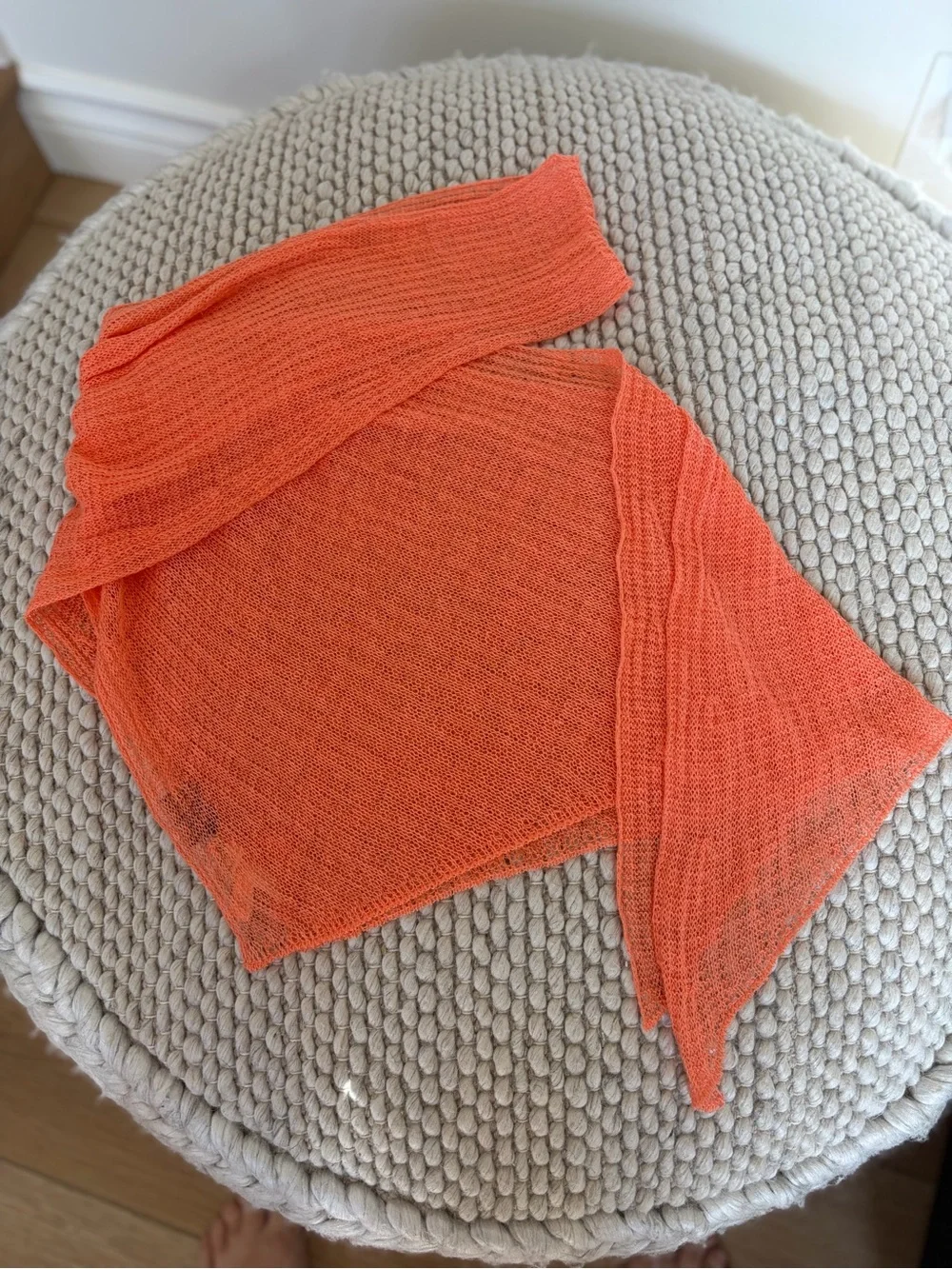 Eileen Fisher Linen Open Knit Scarf Coral